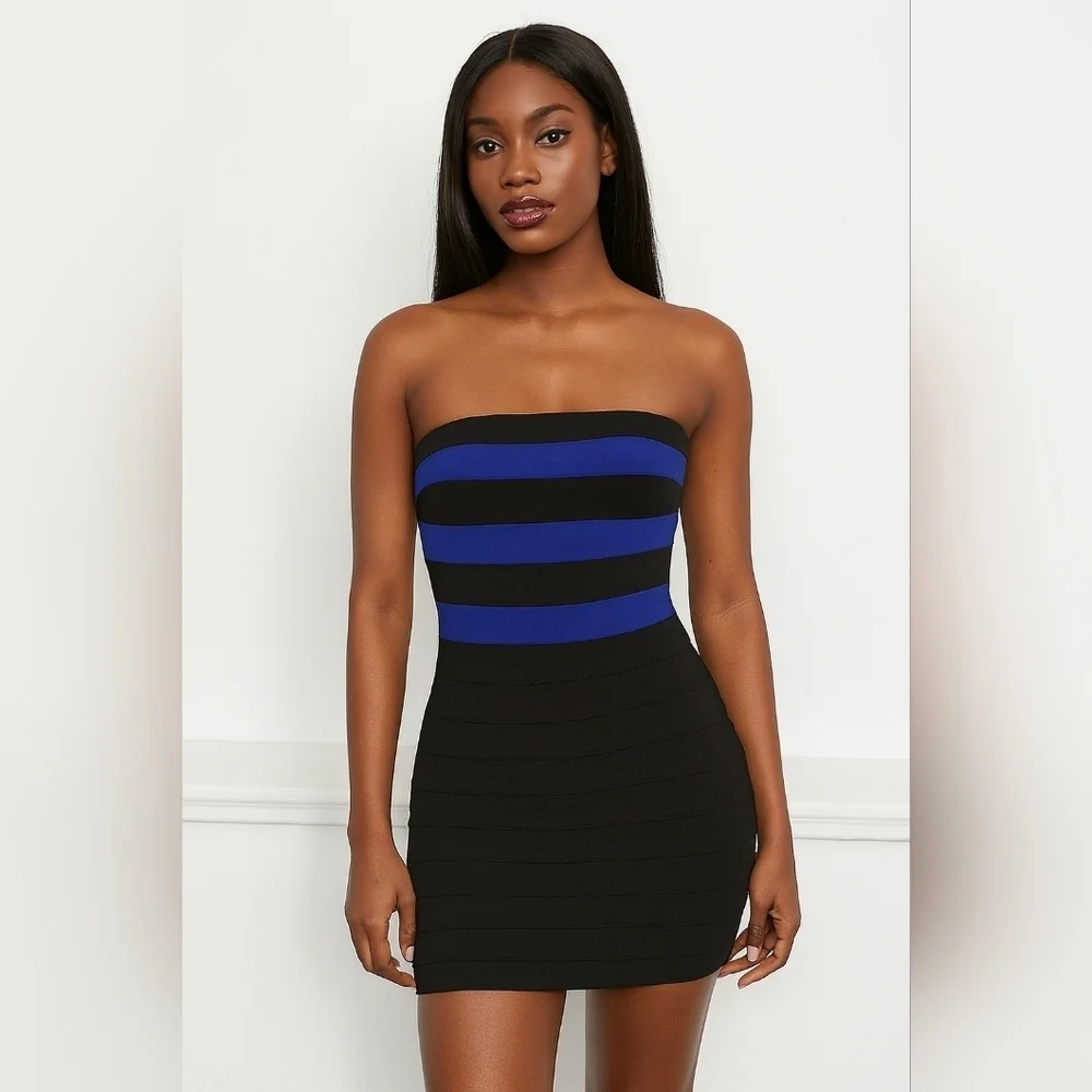 black mini sleeveless dress NYNG 2026 Color:Chai The Carmen Mock Neck Asymmetrical floral dress